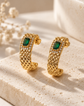 Emerald Green Zircon Hoop Earings